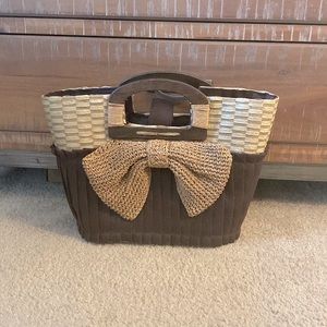 Fabric and wicker purse